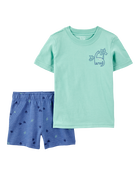 Toddler 2-Piece Dinosaur Outfit Set - Green/Navy, image 1 of 4 slides
