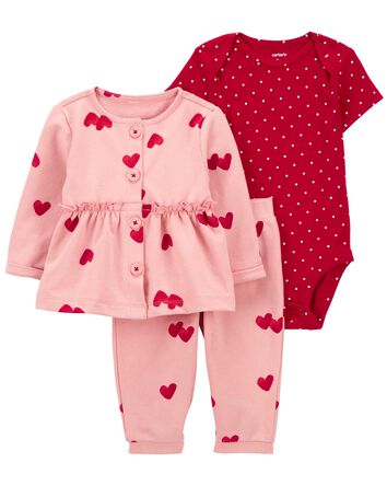 Baby 3-Piece Hearts Sweater Set, 