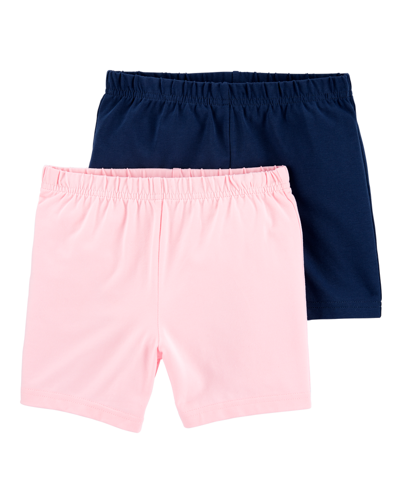 Kid 2-Pack Navy/Pink Bike Shorts, image 1 of 3 slides