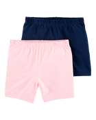 Kid 2-Pack Navy/Pink Bike Shorts, image 1 of 3 slides