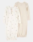 Baby 2-Pack Sleeper Gowns - Ivory/Tan, image 1 of 5 slides