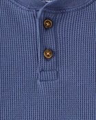 Baby Boy Long-Sleeve Thermal Henley T-Shirt - Blue, image 2 of 3 slides