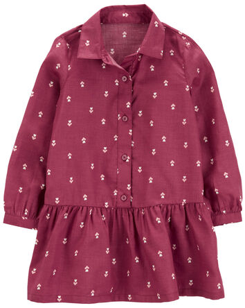 Toddler Long-Sleeve Shirt Peplum Dress, 