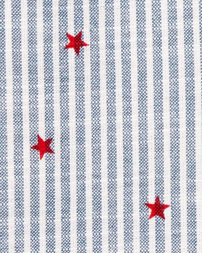 Toddler Striped Star Print Button-Front Shirt, image 2 of 3 slides