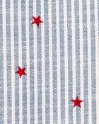 Toddler Striped Star Print Button-Front Shirt, image 2 of 3 slides