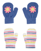 Toddler 2-Pack Striped Flower Gripper Mittens, image 1 of 2 slides