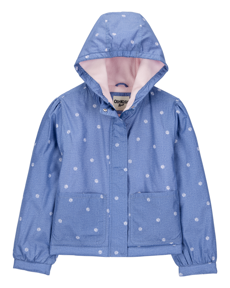 Girls Daisy-Print Chambray Jacket - Blue, image 1 of 3 slides