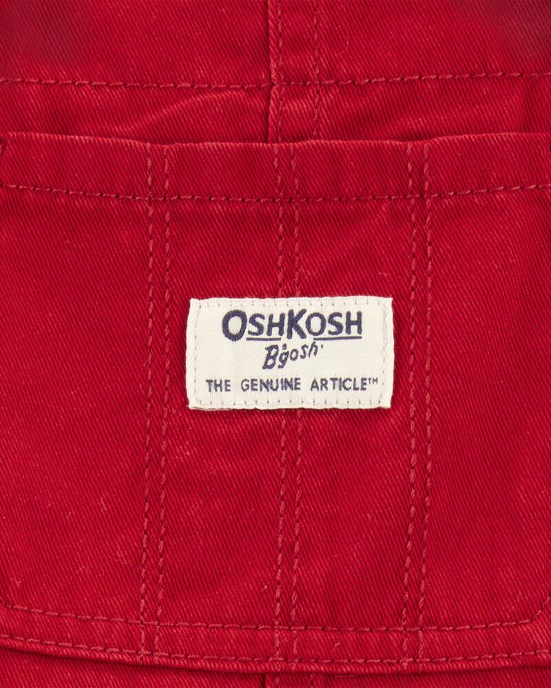 Toddler Twill Eyelet Shortalls - Red, image 3 of 4 slides