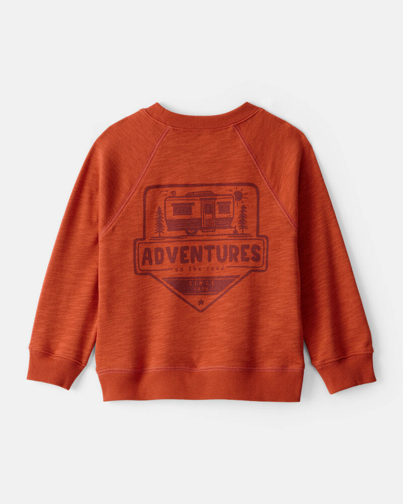 Toddler Boy Adventures French Terry Pullover Sweatshirt - Orange, image 1 of 3 slides