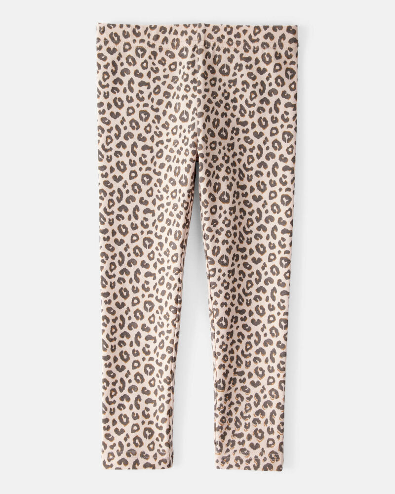 Toddler Girl Cotton Leopard Stretch Leggings - Brown, image 2 of 4 slides