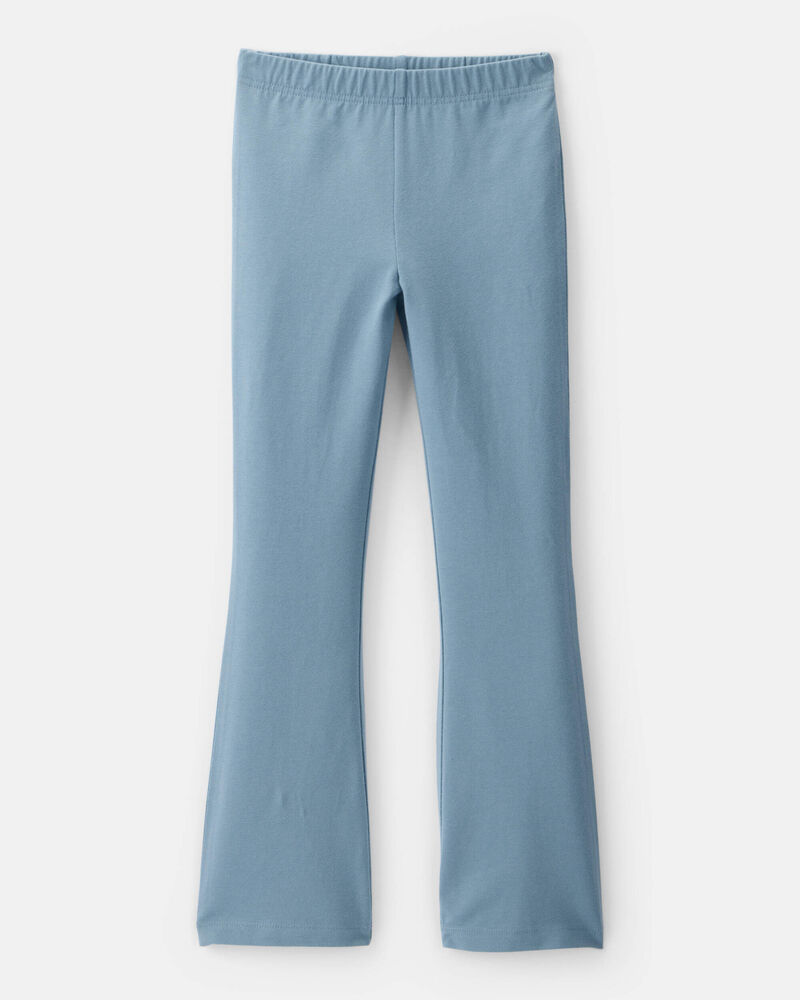 Kid Solid Cotton Flare Stretch Leggings - Blue, image 1 of 4 slides