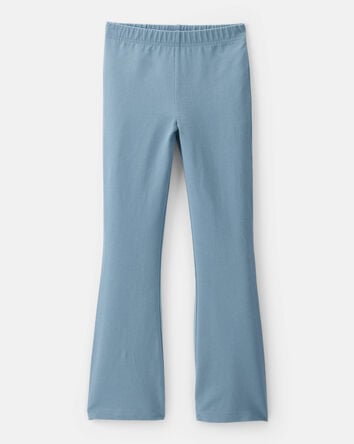Kid Solid Cotton Flare Stretch Leggings - Blue, 