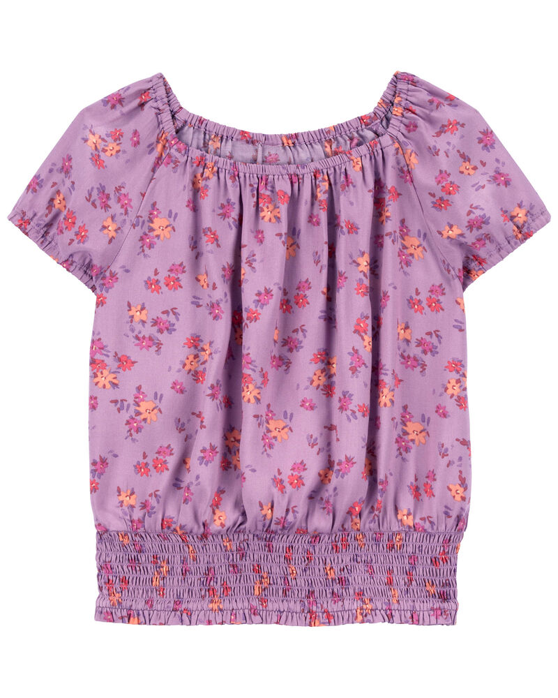 Kid Floral Print Smocked Top Made With LENZING™ ECOVERO™ , image 1 of 2 slides