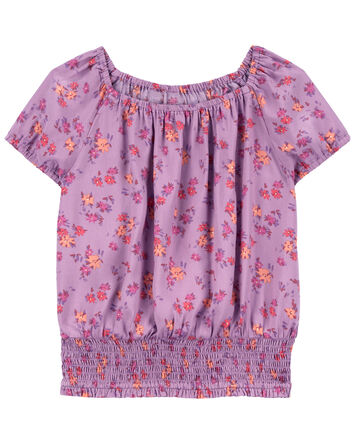 Kid Floral Print Smocked Top Made With LENZING™ ECOVERO™ , 