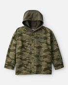 Boys Camo Cotton Long-Sleeve Fashion Jacket - Green, image 1 of 3 slides