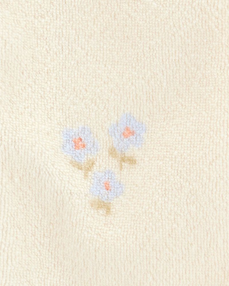 Baby Floral Print 2-Way Zip Terry Sleep & Play Pajamas - Ivory, image 2 of 3 slides