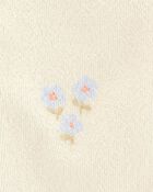 Baby Floral Print 2-Way Zip Terry Sleep & Play Pajamas - Ivory, image 2 of 3 slides