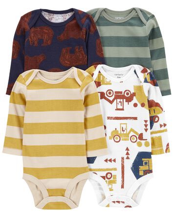Baby 4-Pack Long-Sleeve Bodysuits, 