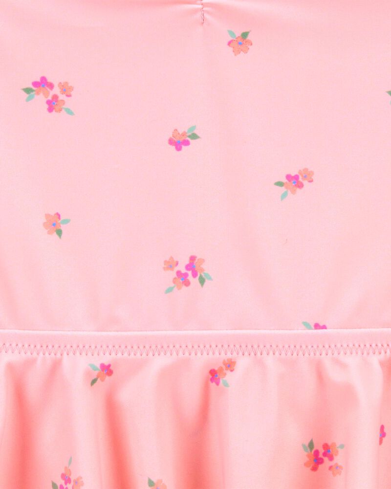 Toddler Girl 1-Piece Floral Tutu Swimsuit - Pink, image 3 of 4 slides