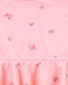 Toddler Girl 1-Piece Floral Tutu Swimsuit - Pink, image 3 of 4 slides
