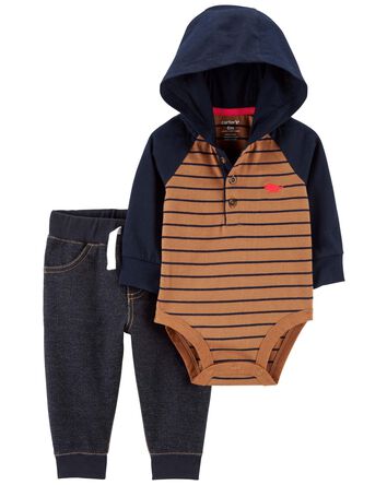 Baby 2-Piece Hooded Bodysuit Pant Set, 