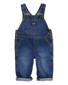 Baby Neutral Stretch Denim Classic Overalls - Dark Wash, image 1 of 5 slides