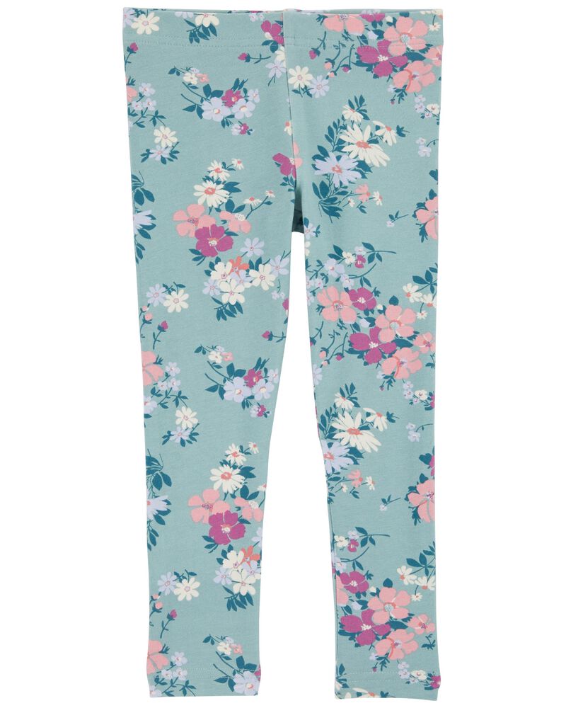 Toddler Floral Print Stretch Leggings, image 2 of 3 slides