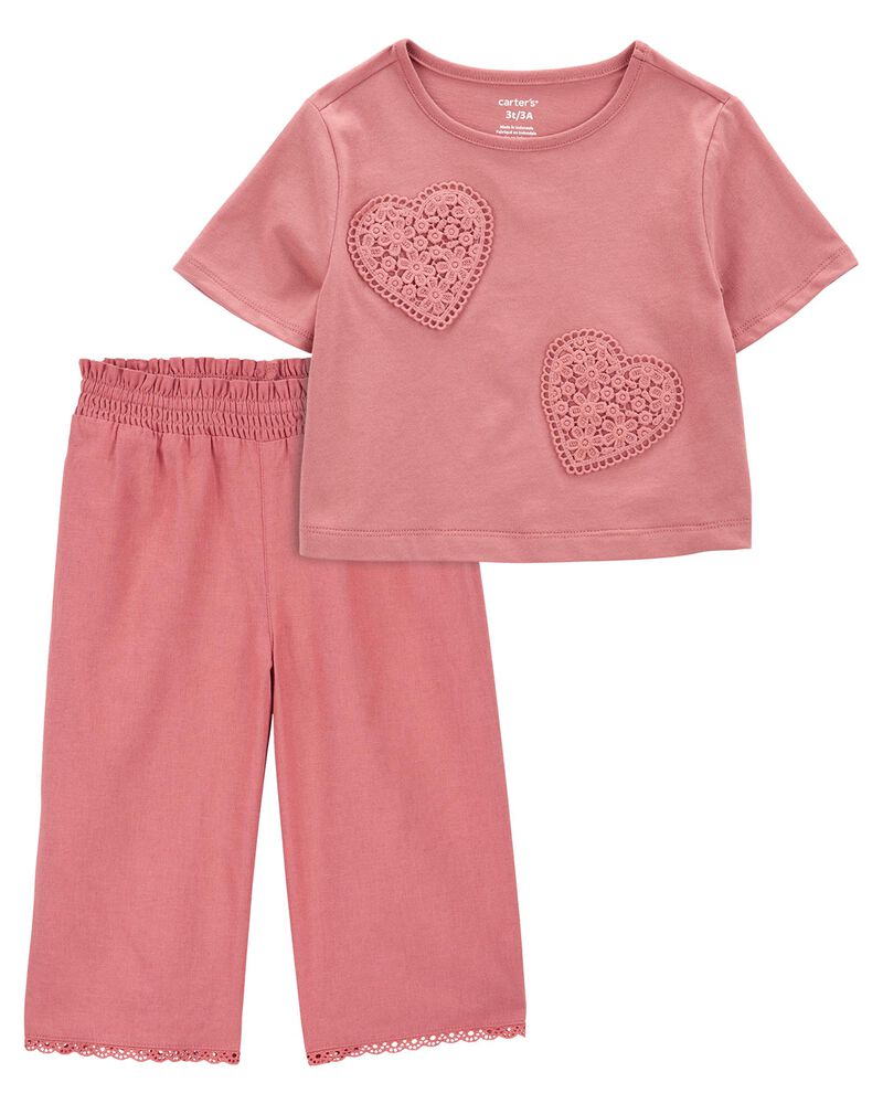 Baby 2-Piece Boxy-Fit Tee & Pull-On  Flare Pants Set
, image 1 of 5 slides