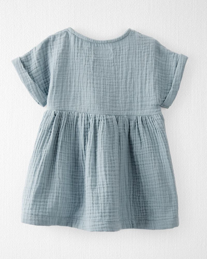 Toddler Organic Cotton Gauze Dress in Blue, image 5 of 10 slides