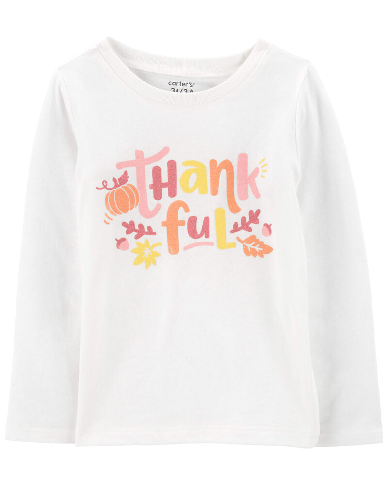 Kid Thankful Thanksgiving Long-Sleeve Graphic Tee, image 1 of 3 slides