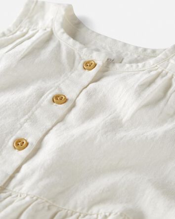 Toddler Button-Front Ruffle Top Made With Linen and LENZING™ ECOVERO™ , 