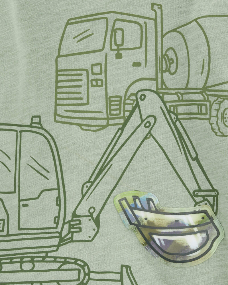 Baby Construction Cotton Blend Long-Sleeve Tee - Green, image 3 of 5 slides