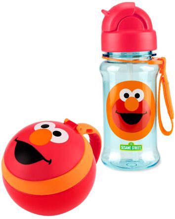 Sesame Street Snack Cup & Straw Bottle Set - Elmo, 