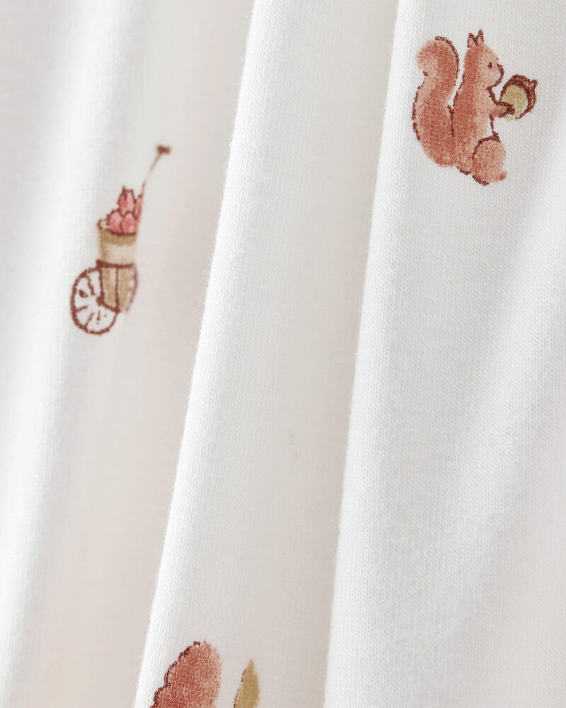 Baby Barn Print PurelySoft 2-Way Zip 1-Piece Pajamas - Ivory, image 3 of 6 slides