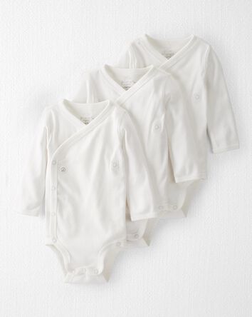 Baby 3-Pack Organic Cotton Rib Wrap Bodysuits, 