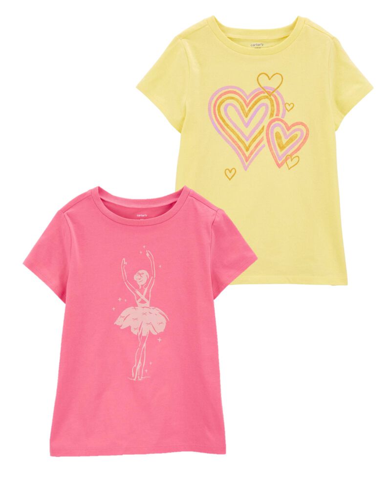 Kid 2-Pack Heart & Ballerina Graphic Tees, image 1 of 1 slides