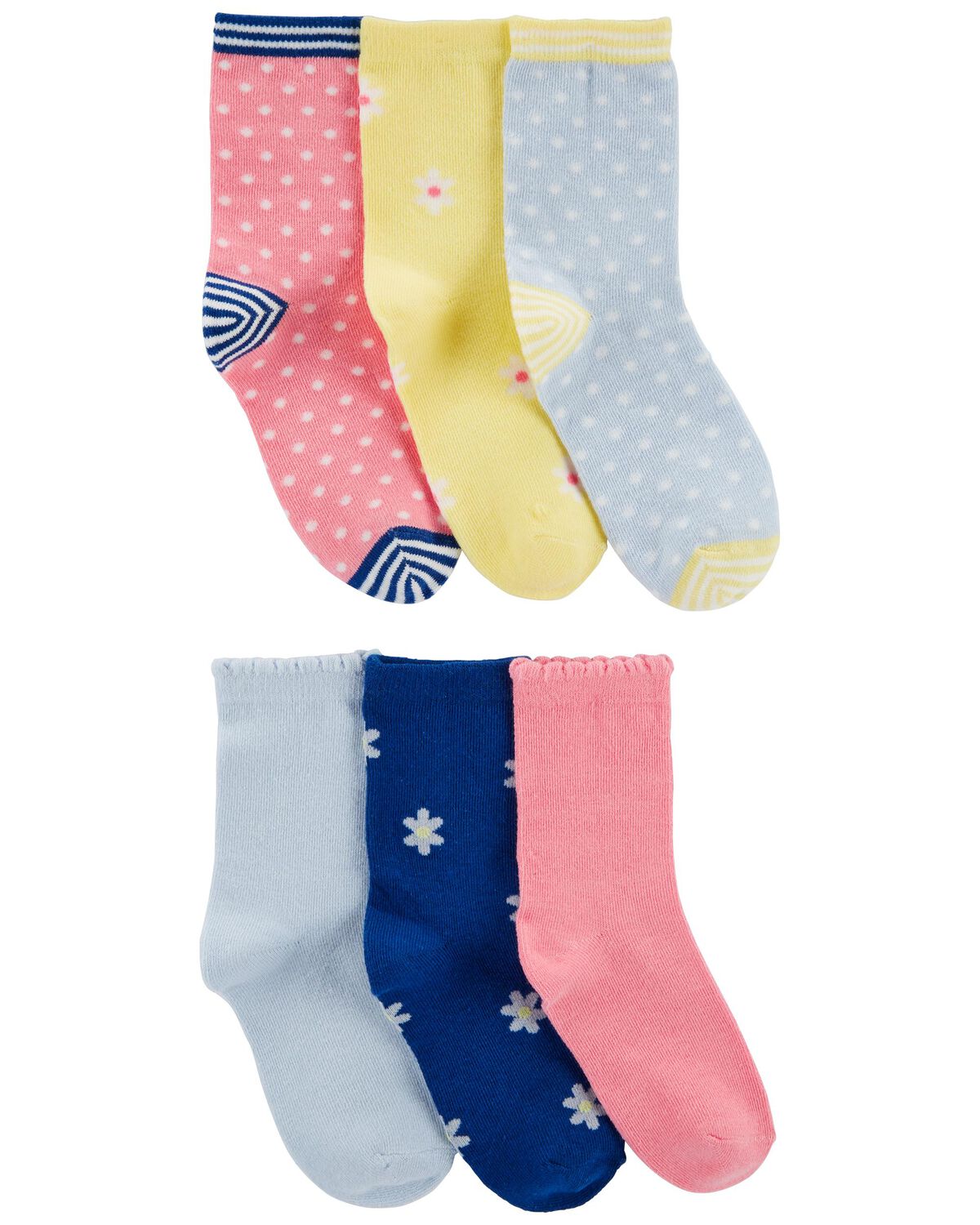 Yellow/Navy Kid 6-Pack Floral Socks | carters.com
