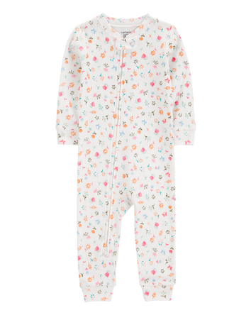 Toddler Girl Floral Print Snug Fit Cotton Footless 1-Piece Pajamas, 