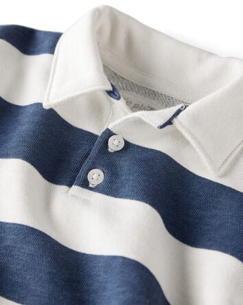 Toddler Boy Organic Cotton Henley Top in Stripes, 