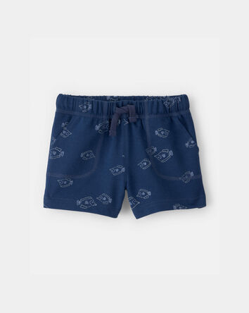 Baby Boy Fish French Terry Shorts - Blue, 