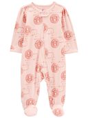 Pink - Baby Lion 2-Way Zip Cotton Blend Sleep & Play Pajamas