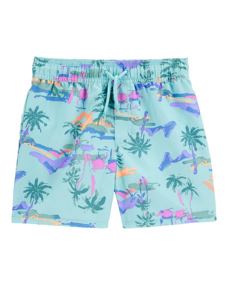 Kid Tropical-Print Pull-On Swim Trunks, image 1 of 4 slides