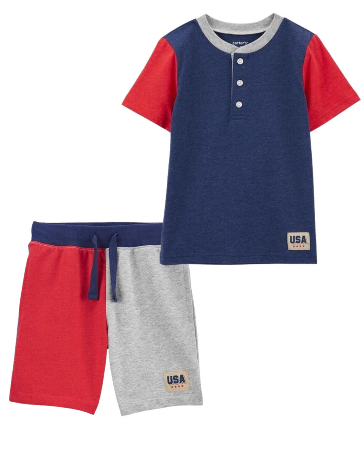 Multi Toddler 2Piece USA Henley & Short Set