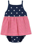 Red/White/Blue - Baby 4th Of July Sunsuit