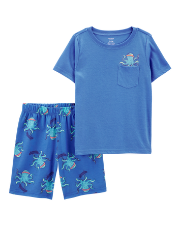 Kid 2-Piece Octopus Print Loose Fit Pajamas, 