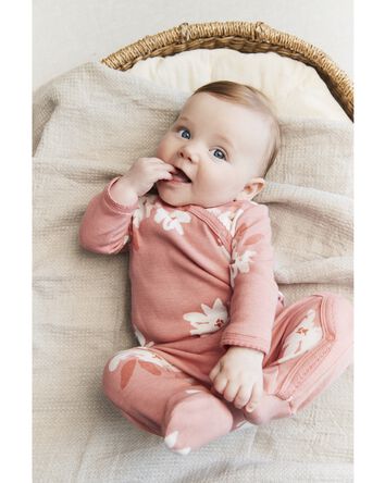 2-Piece Floral Sleep & Play Pajamas and Cap Set, 