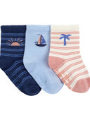 Blue/Pink - Baby 3-Pack Vacation Booties