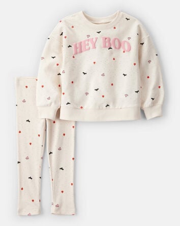 Toddler 2-Piece Hey Boo Halloween Outfit Set - Cream, 