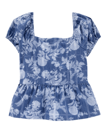 Kid Floral Peplum Top - Blue, 