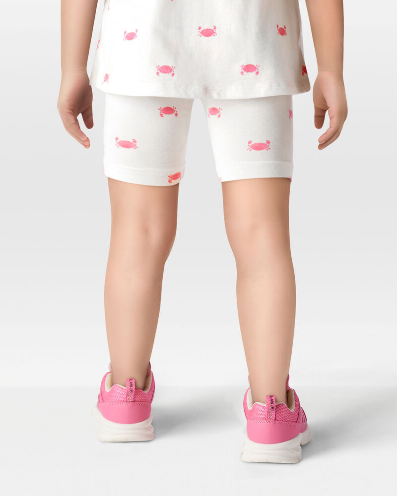 Toddler Girl Crab Print Bike Shorts - Ivory, image 3 of 6 slides